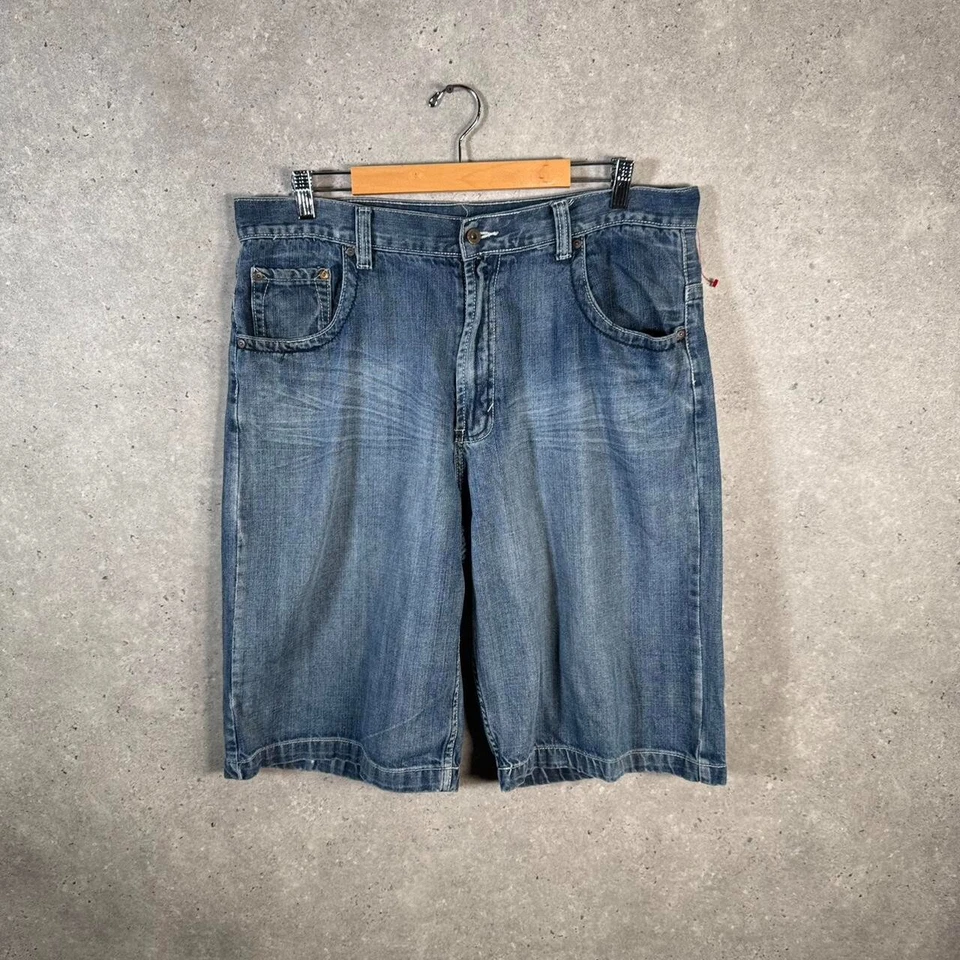 Pantalones cortos de mezclilla vintage Flypaper holgados Y2K Hip Hop para hombre W38 azul EE. UU. Foto 2 de 4