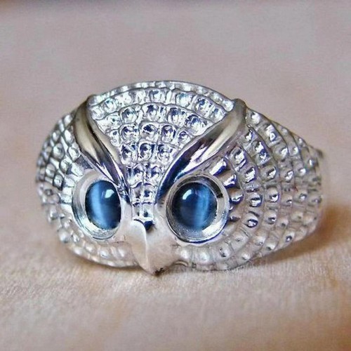 Fashion 925 Silver Blue Eye Owl Ring Women Jewelry Gift Animal Rings Adjustable - Picture 17 of 25