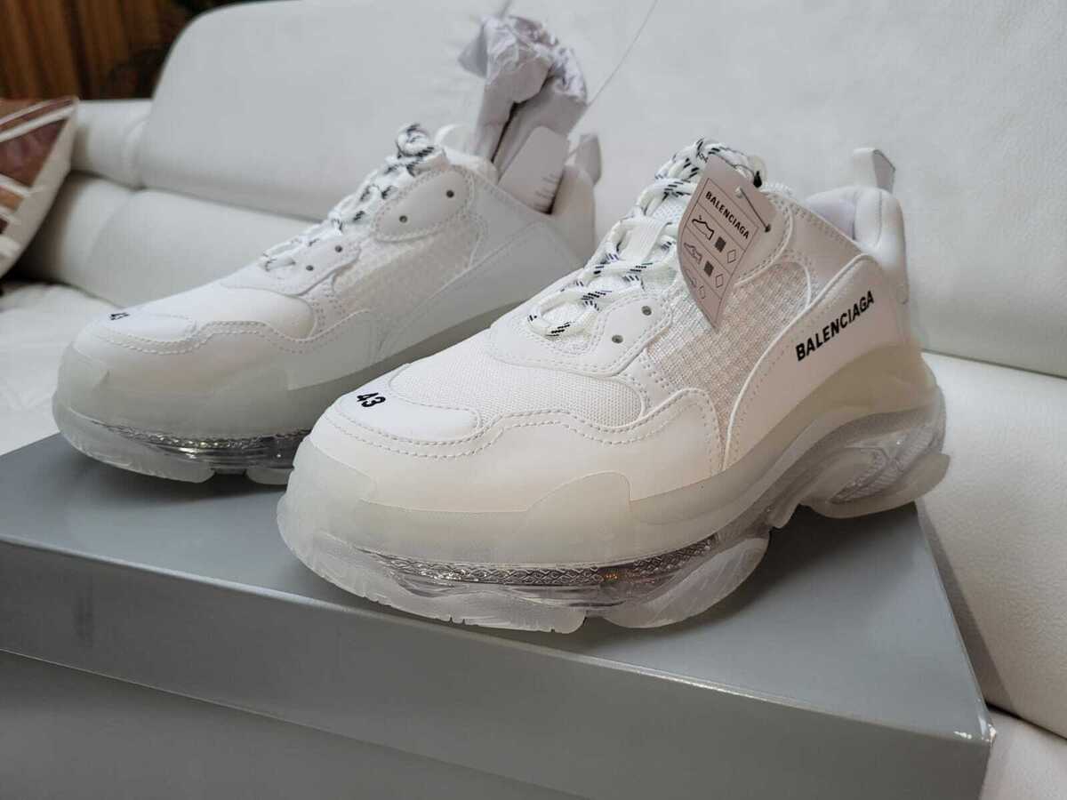 BALENCIAGA Triple S Men's White Clear Sole Sneakers New | eBay BALENCIAGA Triple S Men's White Clear Sole Sneakers New | eBay