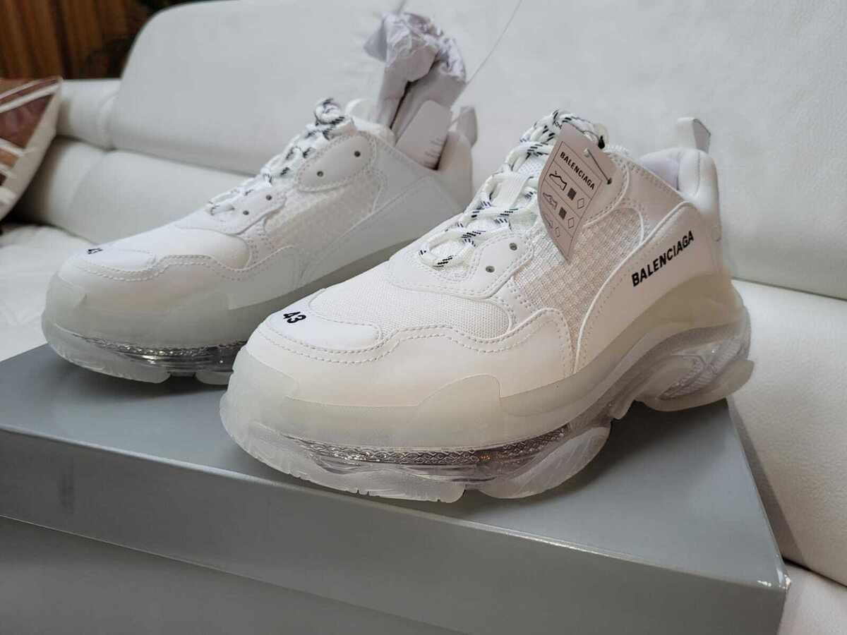 Balenciaga Triple S Men's White Clear Sole Sneakers New | eBay