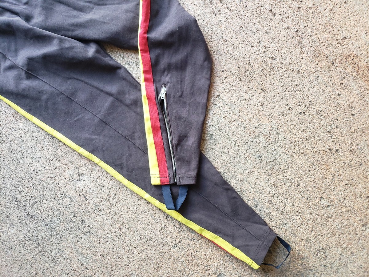 Vintage Zip Ankle Stirrup Pants Size 5 - 7 Brown Stripe Red Yellow