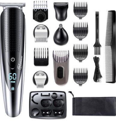 HATTEKER 5 In 1 Rechargeable Hair CLIPPER Nose TRIMMER Body SHAVER Cordless NEW 