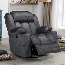 Manual 360° Swivel Rocker Recliner Chair Overstuffed Glider Massage Lounge Chair