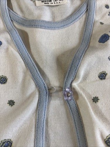 Vintage Amy Byer White Shirt Flowers Girl's Size 8-10 - Picture 10 of 12