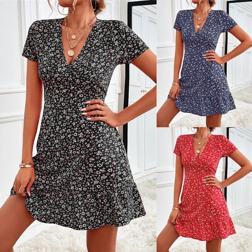 Damen Boho Strand lose Blumen Sommerkleid S-2XL Damen Sommer Urlaub Kleid - Bild 9 von 24
