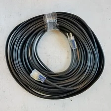 100' 12 Gauge Black Flat Extension Cord with Lighted End