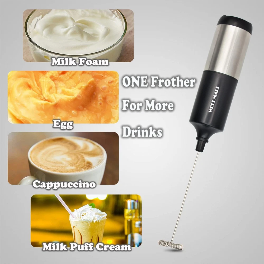 Milk Frother Handheld Battery Operated, Waterproof Electric Whisk Foam Maker for