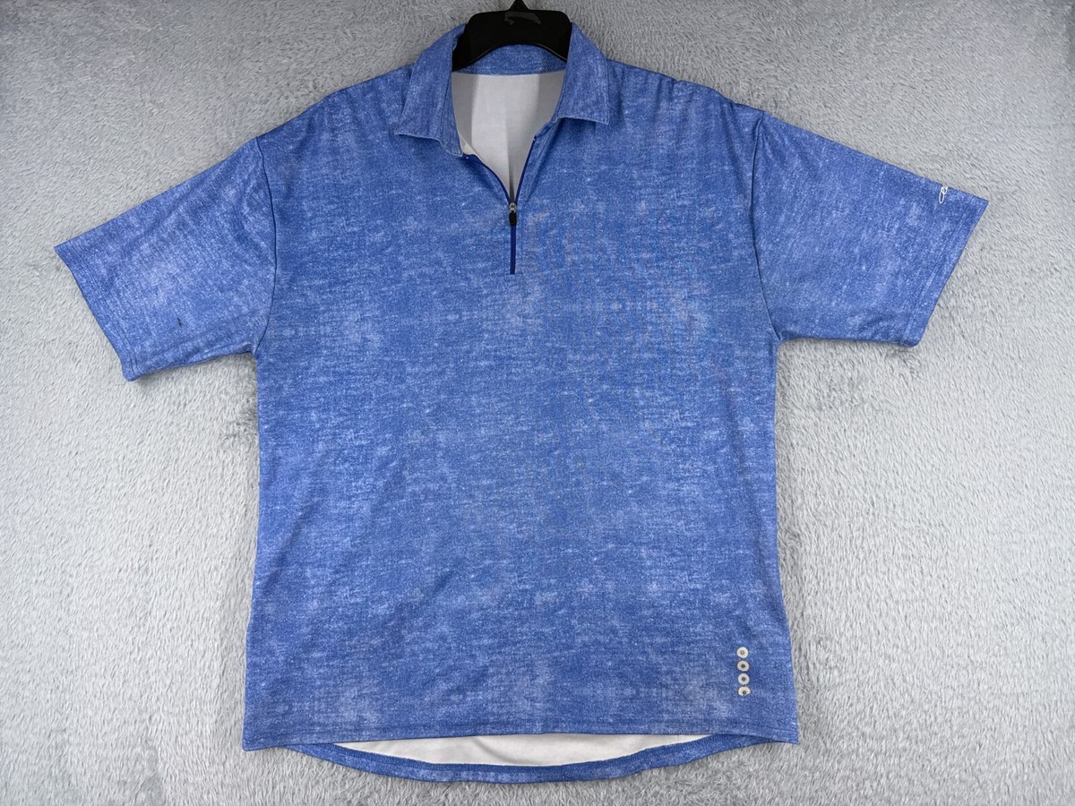Cycling Jersey Adult 2XL XXL Blue 1/4 Zip Denim Look Rear Pockets