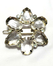 Vintage Gold Glass Rhinestone Hair Clip Barrette