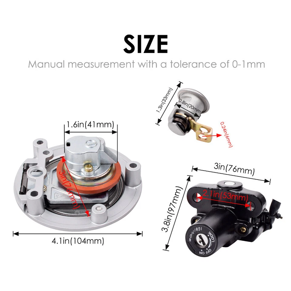 Ignition Switch Lock Set Gas Cap & Key For Yamaha YZF R1 2004-2015 R6 2006-2015 - Image 3 of 4