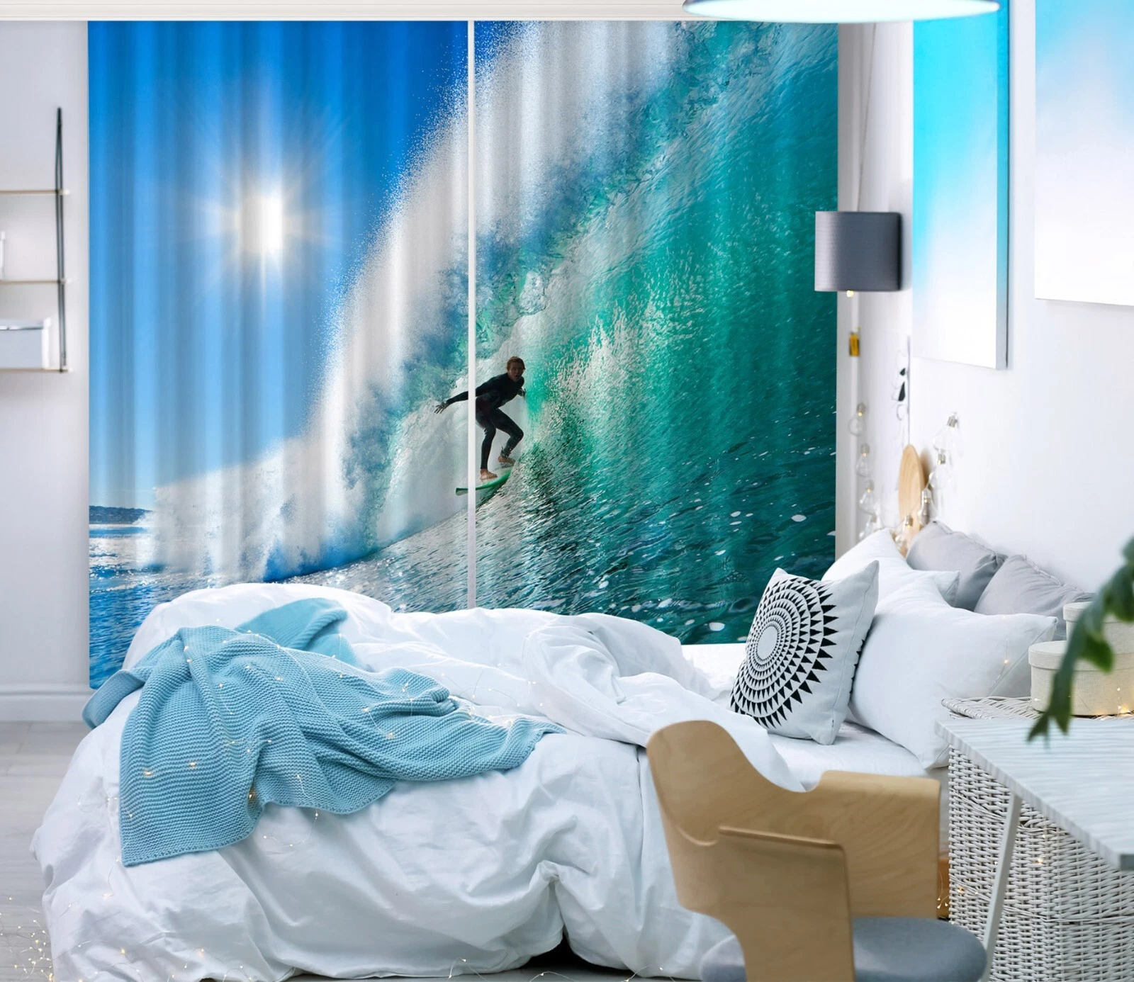 3D Surfing ZHUC107 Photo Curtain Window Blockout Fabric Vera 2023