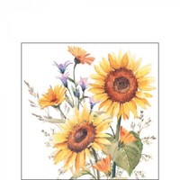20 Papierservietten, Cocktail- Servietten Sunflowers Sonnenblumen Ambiente 25X25