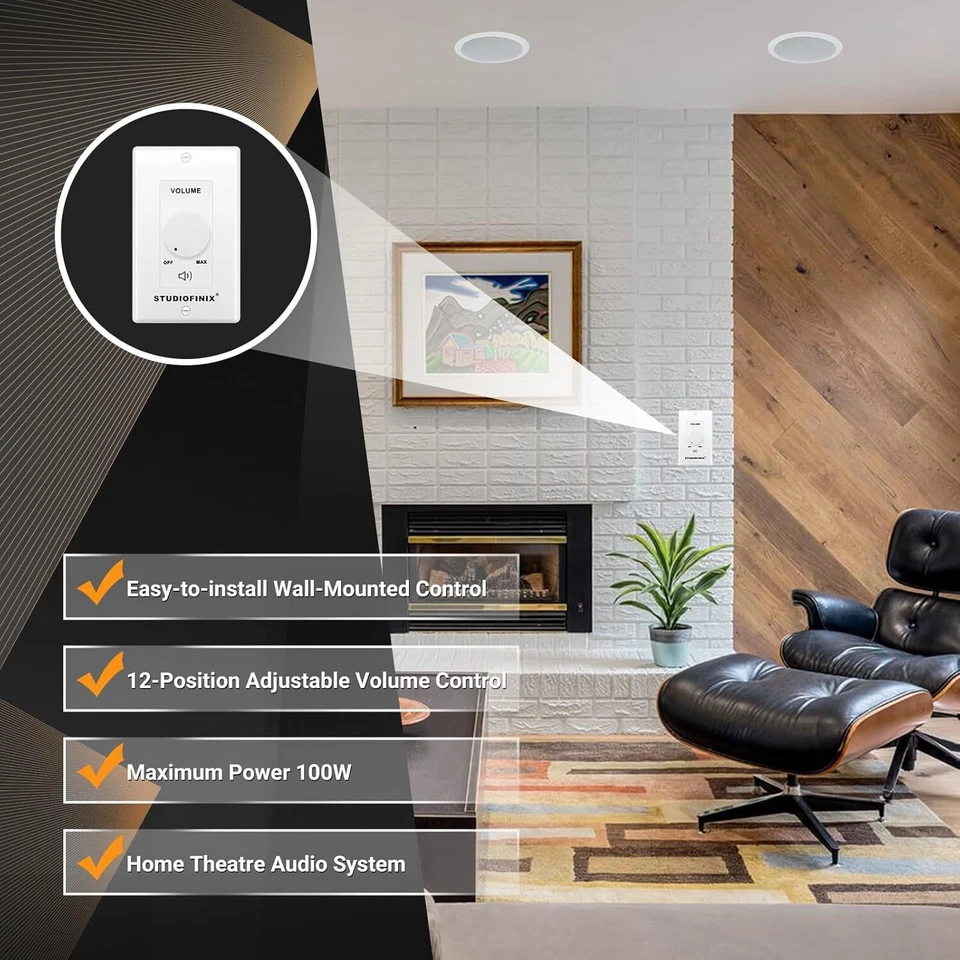 Home Audio Smart Stereo Controller - 100W In-Wall Volume Control Speaker Switch - Image 2 of 4