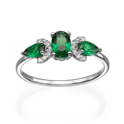 Savorite Oval and 2 Drops 0.75 CT Ring for Woman by Baroness