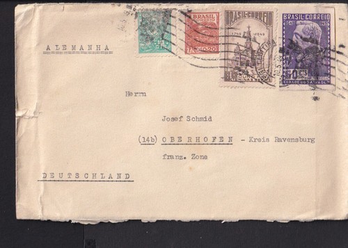 N2 / Brasilien Luftpost 1949 Parana - Oberhofen Ravensburg / Marke !!