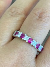 925 sterling silver genuine ruby Eternity ring Size 6