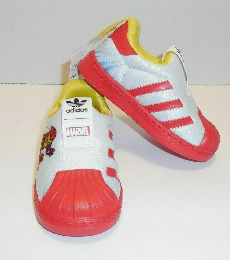 Adidas Niños 5 Niños Pequeños Superstar 360 I Marvel Iron Man Zapatos Sin Cordones Blanco Rojo Foto 4 de 4