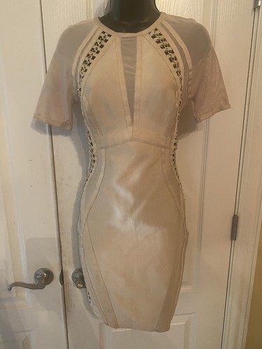 wow couture tan bandage dress size 