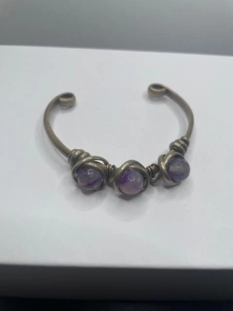 Vintage Studio, Artist, Hand-Made, Purple Stone Cuff - Image 4 of 4