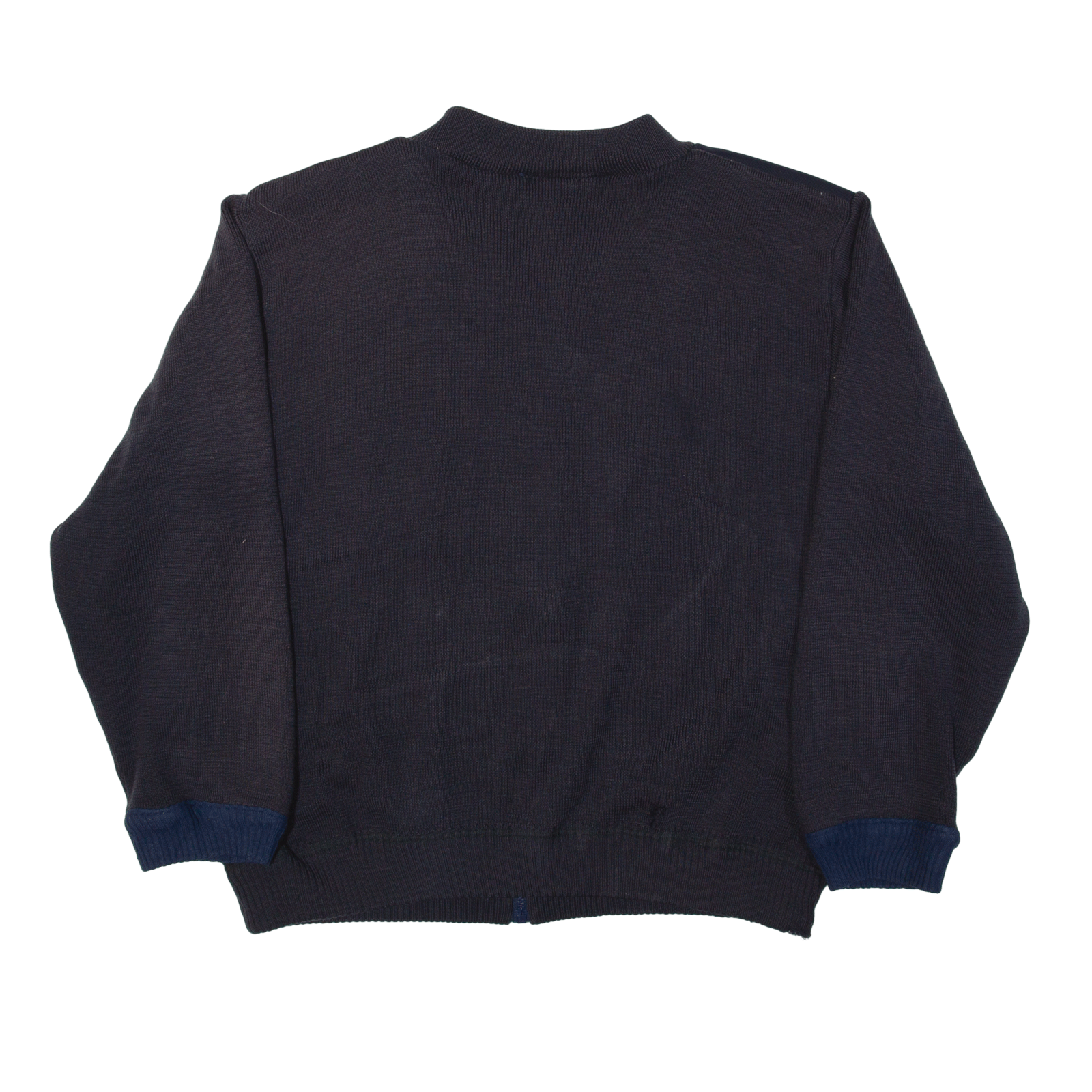 TRAXLER Military Style Heavy Knit Cardigan Blue Chunky Knit Wool Mens