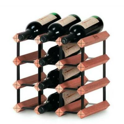 24 Bottle French Industrial Style Metal Timber Wine Rack Brand