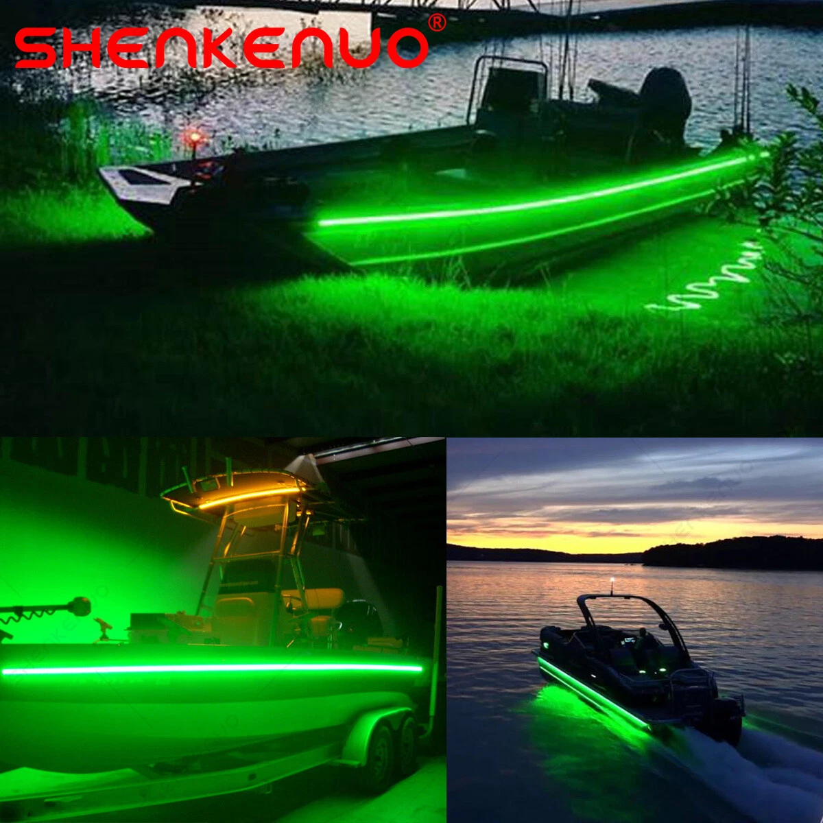 Green 5M LED Black Bright Light Night Fishing LED Strip boat bass