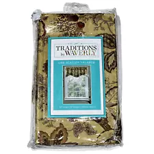 Traditions By Waverly One Scallop Valance 52x16 Navarra Antique Brown Burgundy