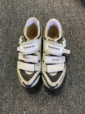Shimano Women Size 6 1/2 EU 41 WM61 White Cycling Shoes SM SH 56 SPD Cleats