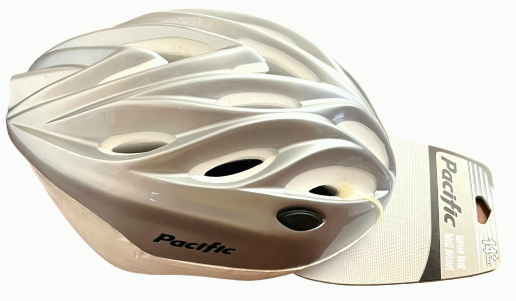 Pacific Silver Grey Bike Helmet, Adjustable Lightweight Biking Shell, Adult Size
