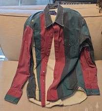 Vintage Wrangler Aztec Brushpopper Snap Button Up Western Shirt 16.5x35 Colorful