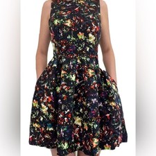 Gap Women’s Dress Fit & Flare Sleeveless Pockets Colorful Pattern Back Zip (4)