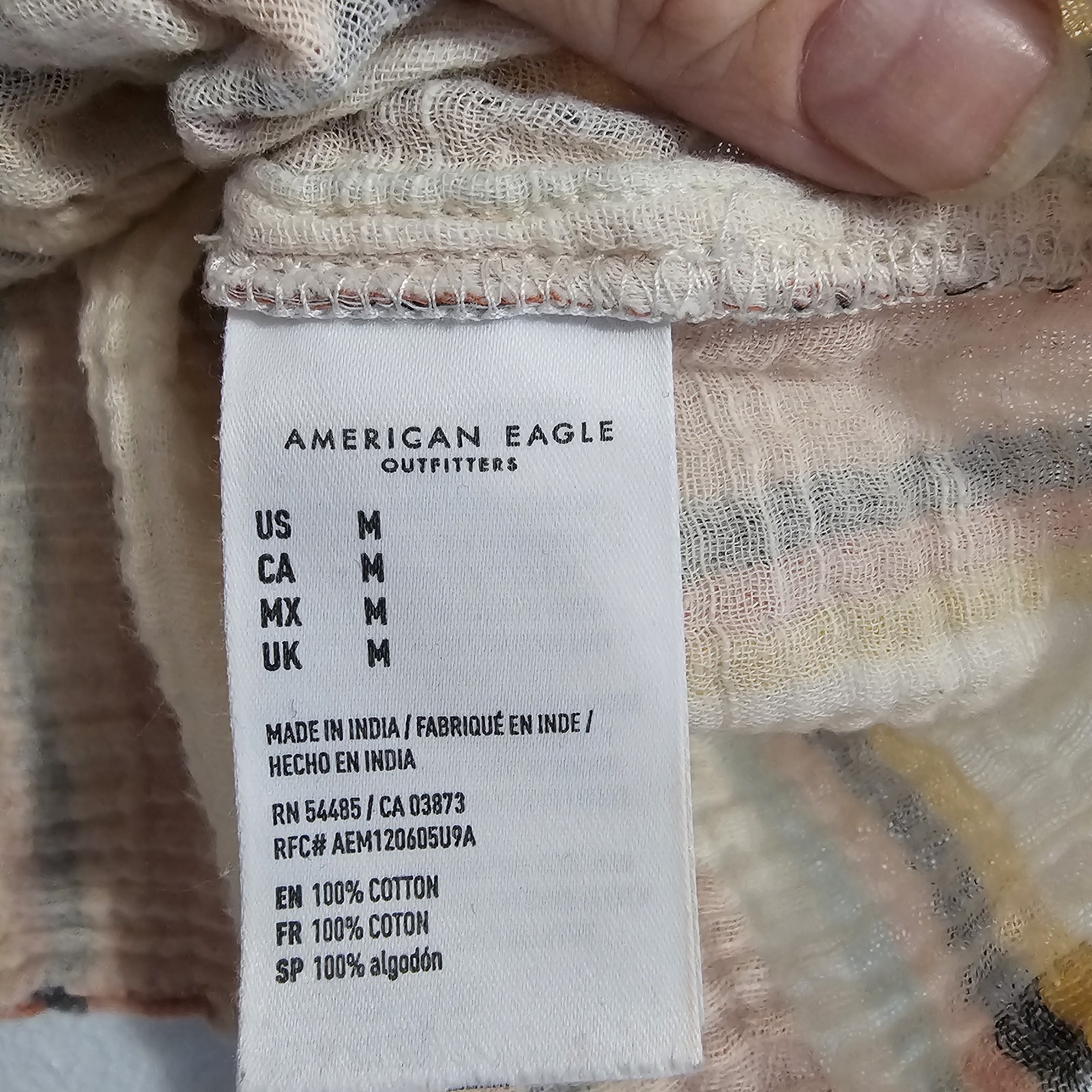 American Eagle Cropped Button Down Multi Colored … - image 6