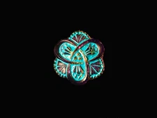 27mm Czech Glass Celtic Knot Turquoise Purple Gold AB With Metal Shank