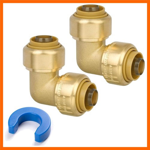 1/2" 90 Degree Elbow Pushfit, Push to Connect Brass Plumbing Fitting for Copp...