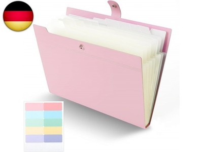Thboxes Fächermappe A4, Erweiterbare Dokumentenmappe mit 12 Fächer, W