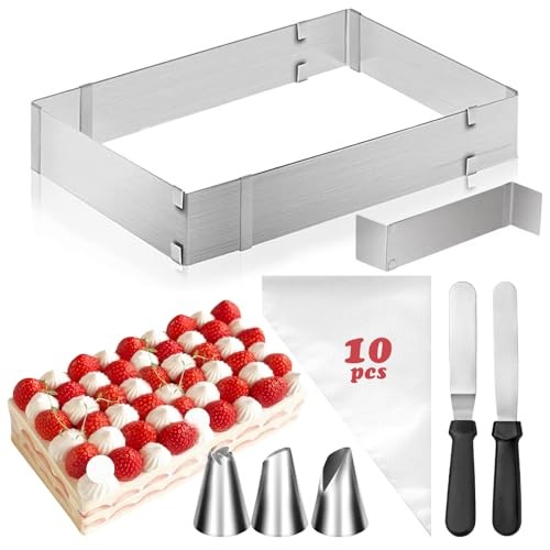 Cadre patisserie rectangulaire en acier inoxydable lourd pour entremets et tartes