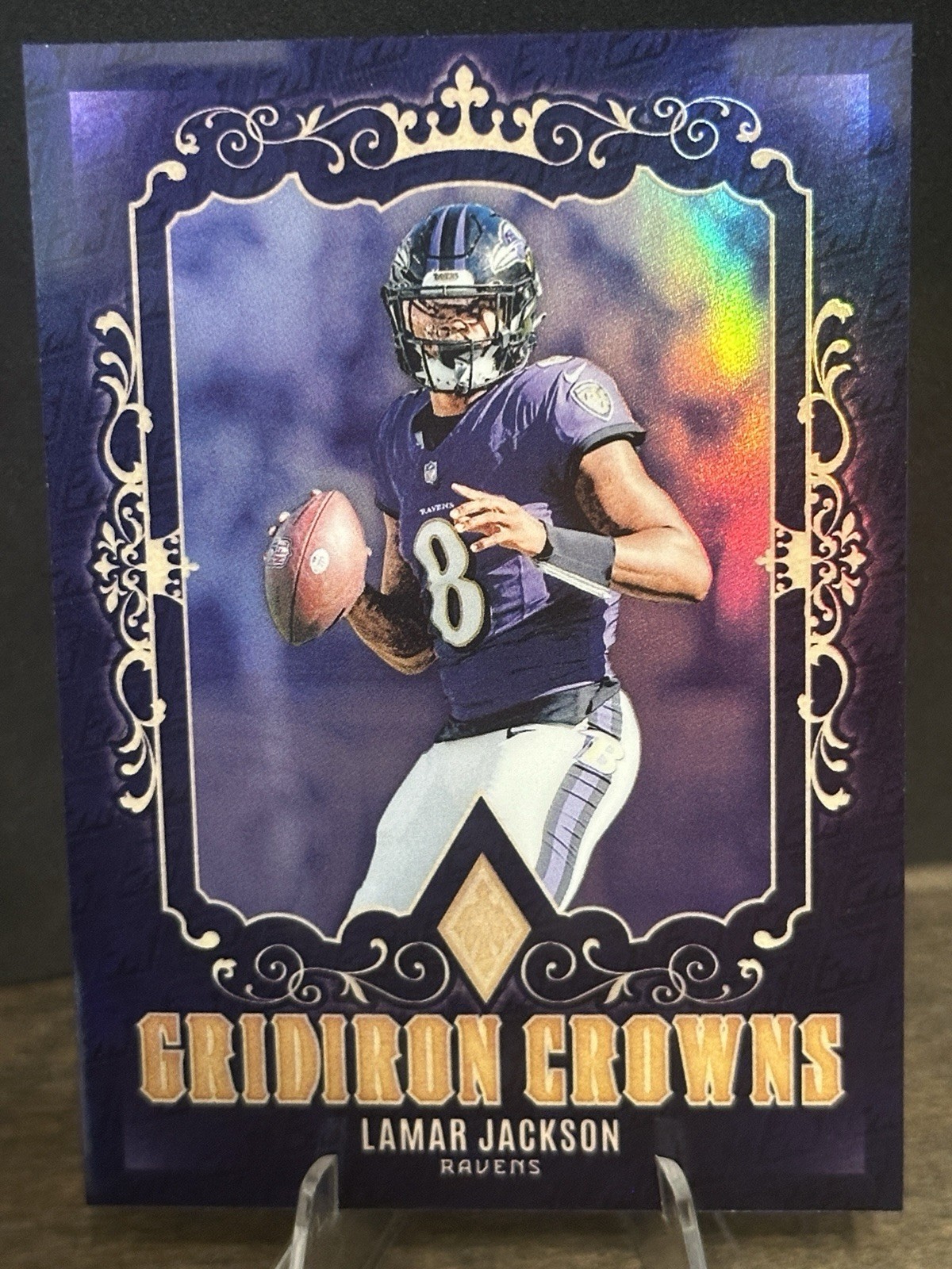 2024 Panini Phoenix Lamar Jackson * Gridiron Crowns * Purple Silver Case Hit SSP