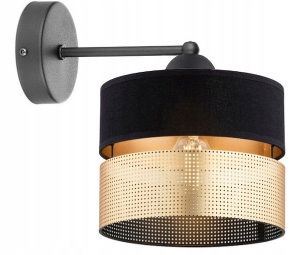 Wandleuchte Schlafzimmer Schwarz Gold Metall E27 T:20 Cm Wandlampe Wohnzimmer-image