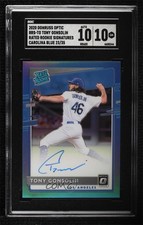 2020 Donruss Optic Carolina Blue Prizm 23/35 Tony Gonsolin SGC 10 GEM Auto 05go