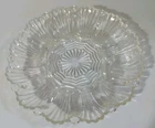 Anchor Hocking Deviled Egg Plate Dish 10” Clear Glass Scalloped Rim Vintage