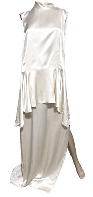 New LANVIN 2016 Ivory Peplum Mock Neck Wedding Long Gown Dress US 8 10 / FR 42
