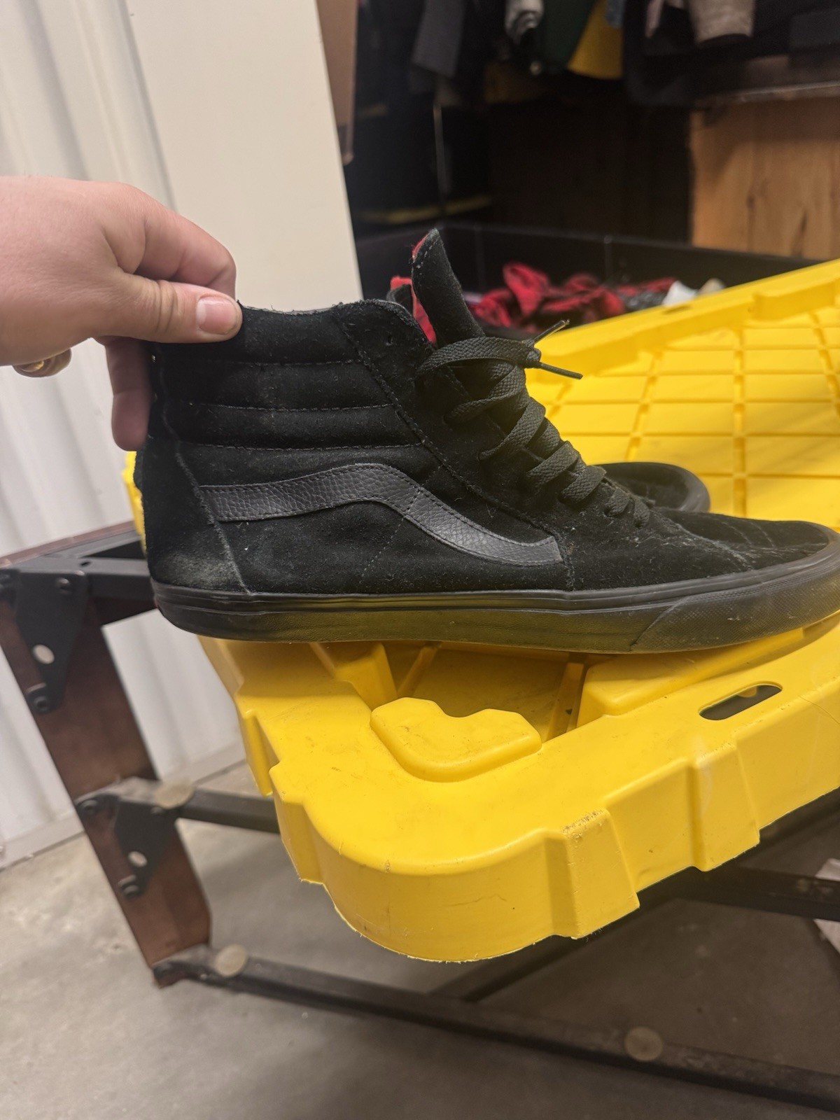 Vans Off The Wall Black Suede Sk8 Hi Vulc Skate Shoe Sz 12 Mens Sneaker Red Tag thumbnail 5