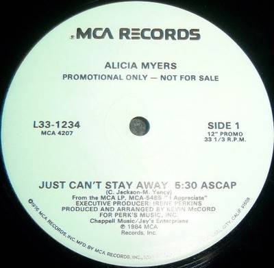 Alicia Myers - Just Can't Stay Away / Appreciation (12'', Promo)