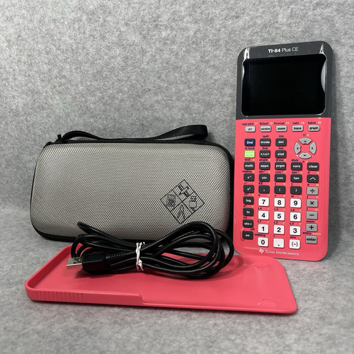 Texas Instruments TI-84 Plus CE Coral Color Graphing Calculator + Cover Zip Case - Picture 1 of 17