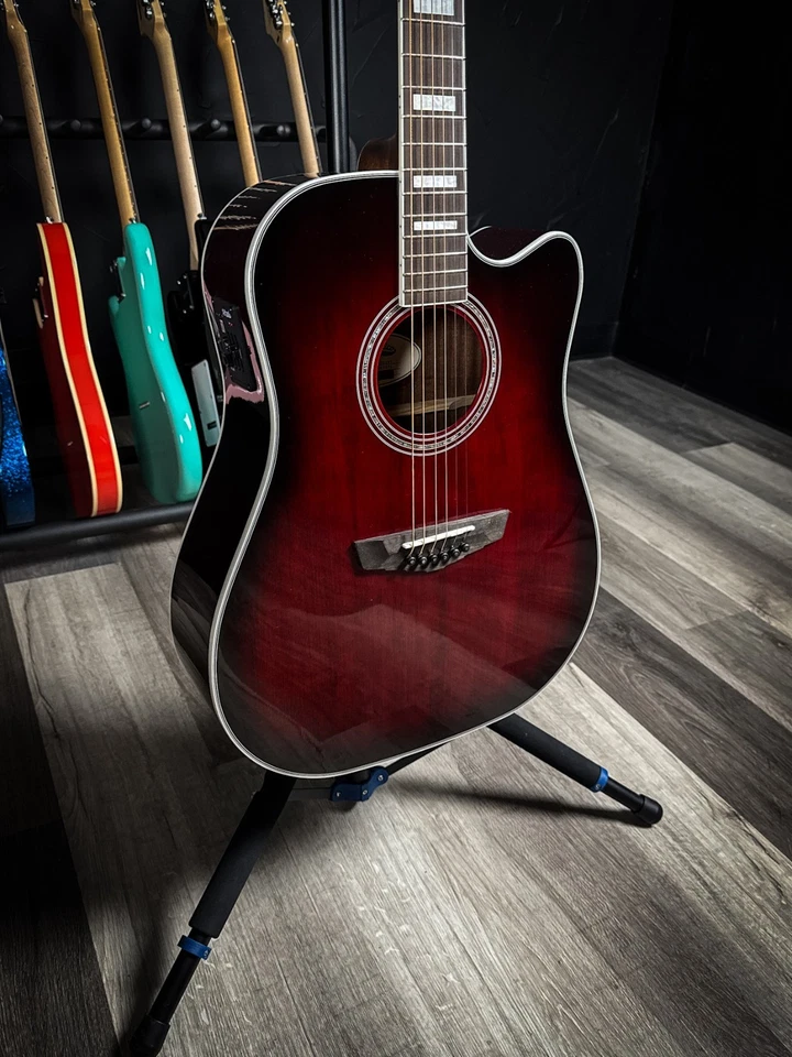 Guitarra eléctrica/acústica D’Angelico Premier Bowery - Trans Black Cherry Burst Foto 3 de 4