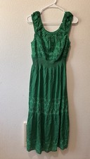 Green Sleeveless Eyelet Maxi Dress Size Small Summer Dress