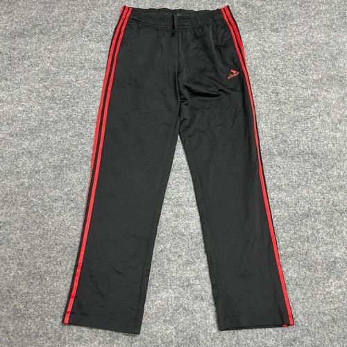 Adidas Pants Mens Size M Black Red Stripe Athletic Track Straight Leg 59680