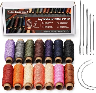 KAQRHFT 0.55 mm Round Waxed Thread, 14 Colors 76 Yards 0.55mm 70m, Classic Color B