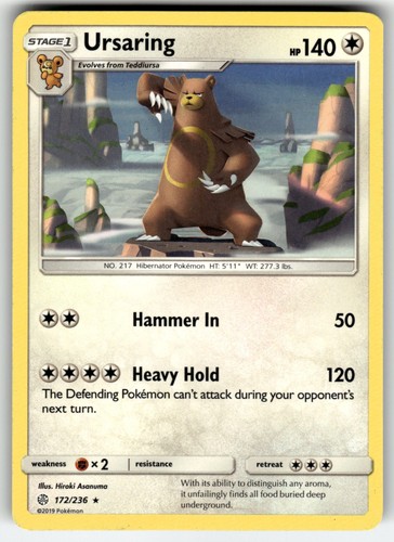 Ursaring 172/236 SM - Cosmic Eclipse Pokemon Rare EN Lightly Played