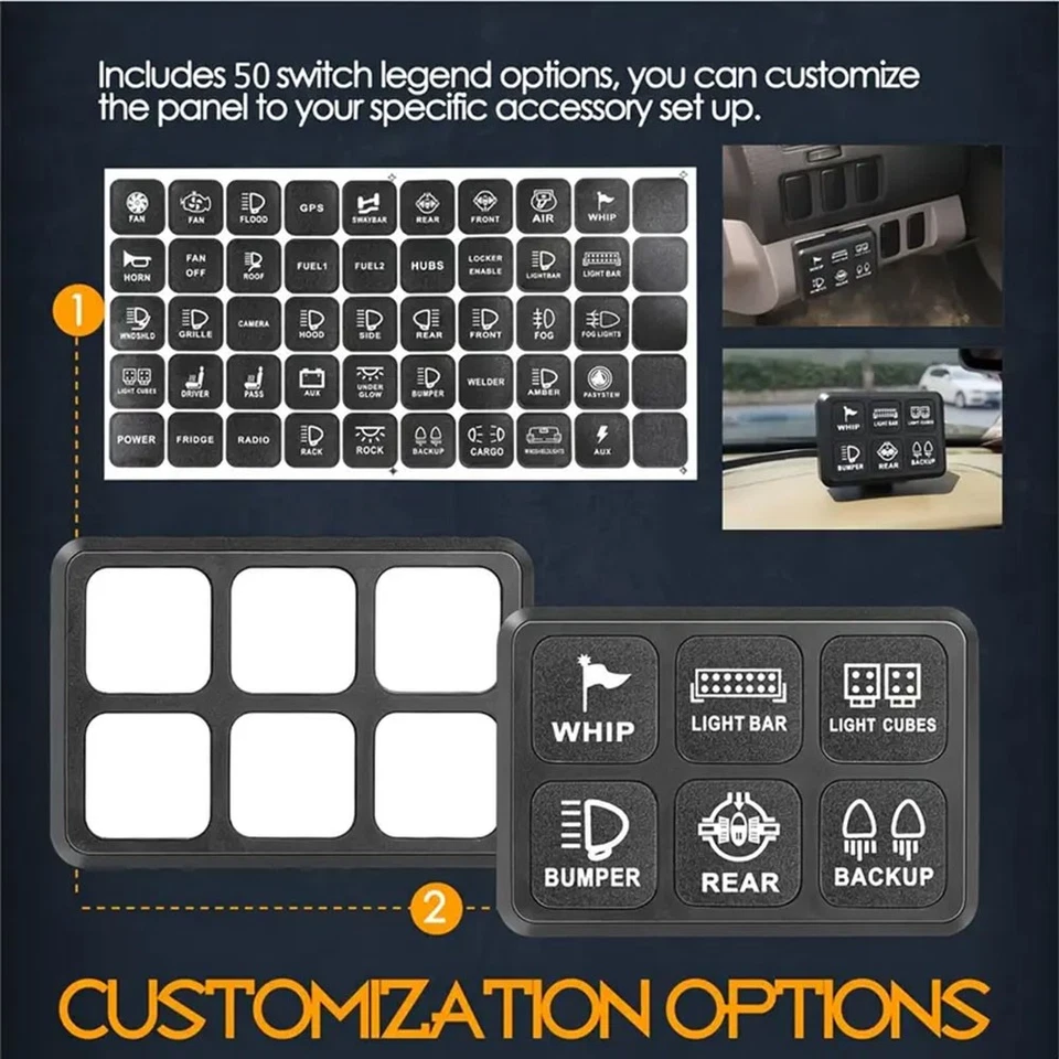 6 Gang Switch Panel LED Light Bar Circuit Control Box 12V For Car RV Boat Marine - Bild 2 von 4